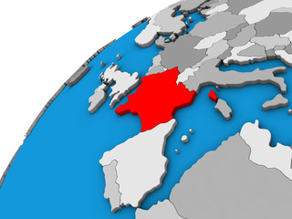 France on 3D globe.