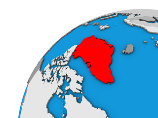 Greenland on 3D globe.