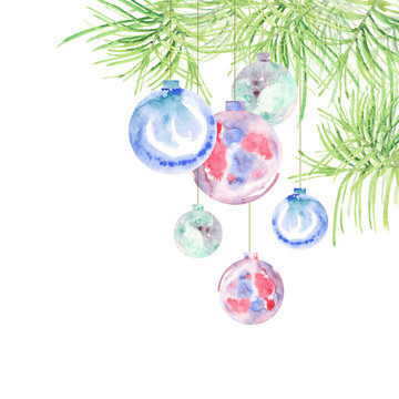 watercolor christmas balls