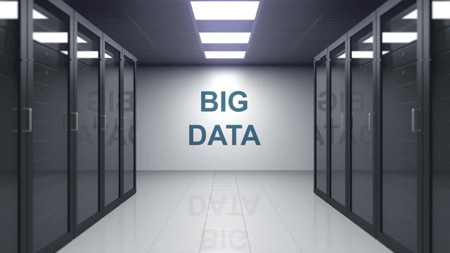 Glitch noise animation of big data server room
