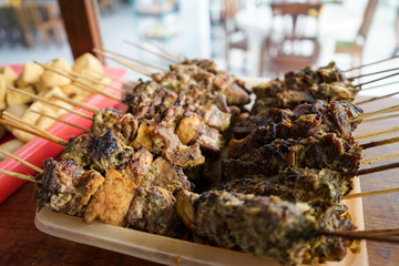 Delicious grilled beef satay, komo komoh satay