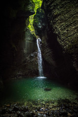Fototapeta na wymiar Kozjak waterfall in Slovenia near Kobarid