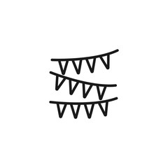 Holiday flags garland thin line icon, party and decoration, paper garland sign, vector graphics, a linear pattern on a white background, eps 10.