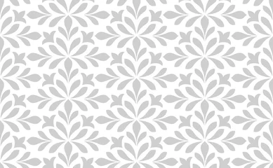 Foto op Canvas Geometrische bloempatroon. Naadloze vectorachtergrond. Wit en grijs ornament. Ornament voor stof, behang, verpakking. Decoratieve afdruk. © ELENA