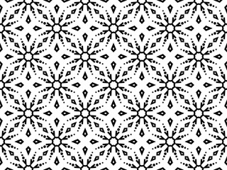 Abstract geometric pattern with lines, snowflakes. A seamless vector background. White and black texture. Graphic modern pattern.