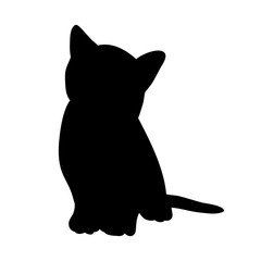  isolated, black silhouette cat sitting