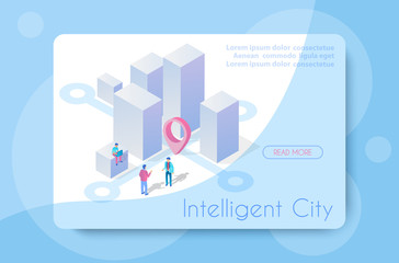 The isometric city with skyscraper