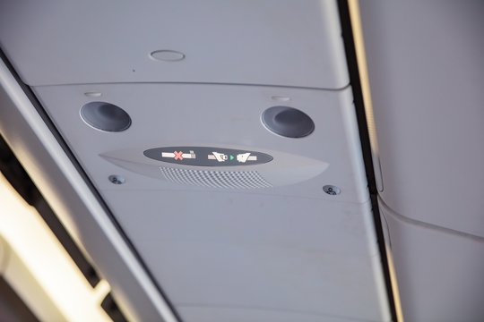 image of seat-back on airplane.