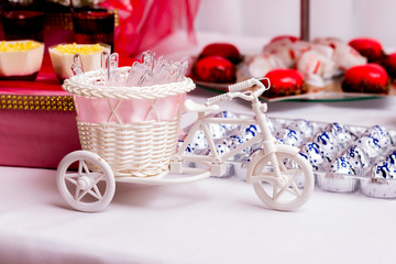 A dish in the form of a toy bike for dessert spoons_