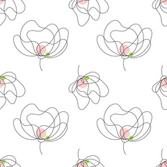 Vector seamless floral  pattern. For printing on fabric, wallpaper, wrapping paper. Flower silhouettes.