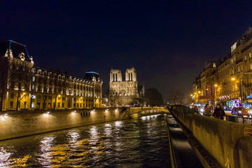 Night view of Notre Dame