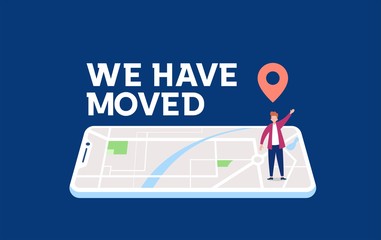 we have move vector illustration concept, people announce change adress can use for, landing page, template, ui, web, mobile app, poster, banner, flyer