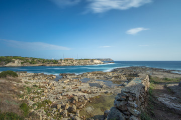 Fototapeta na wymiar Punta de Migjorn, Fort Marlborough, Menorca, Long Exposure 25 sec
