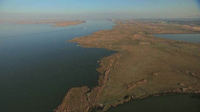 Aerial USA San Francisco Bay marshland wildlife River
