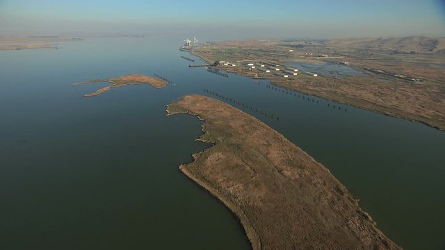 Aerial USA San Francisco Bay wildlife San Joaquin River