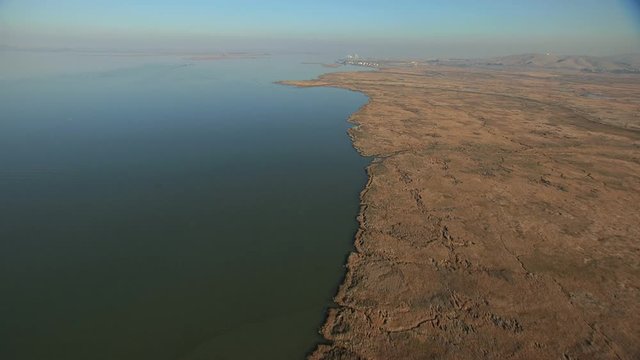 Aerial Pacific ocean wetlands wildlife San Joaquin River USA