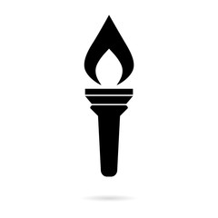 Black Torch With Flame icon or logo