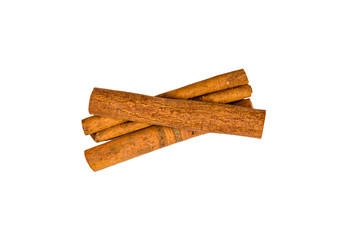 Brown cinnamon sticks isolated on a white background