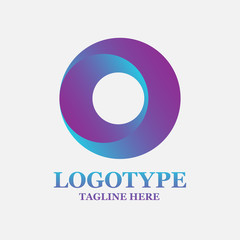 Isolated colorful circular shape vector logo. Sweet blue donut image.