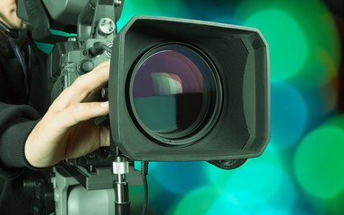 Cameraman working with camera   isolated