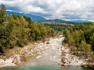 River in Ainsa in the Pyrenees mountains