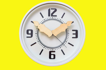 It's Hanukkah Time! Clock with candles instead of arrows. People celebrate Chanukah by lighting candles on a menorah.Clock with arrows and numbers.