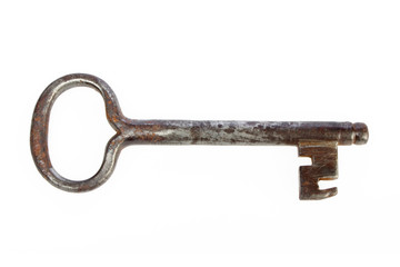 Old vintage unusual big large key close up isolated