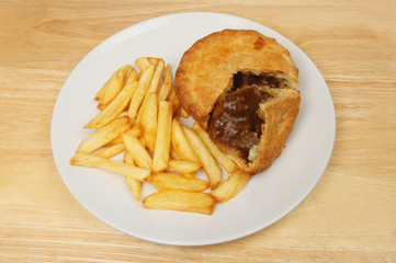Steak pie and chips