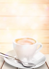 Black coffee in white cup isolated on  background