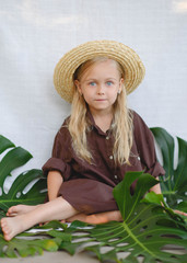 portrait of little girl outdoors in summer