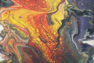Blur marbling multicolored texture. Creative background with abstract oil painted handmade surface. Liquid paint.