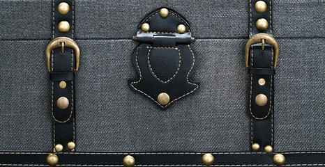 Straps of grey luggage, trunk Vintage style