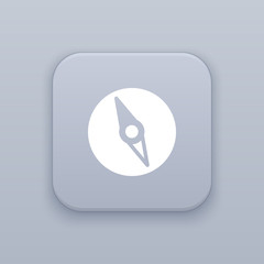 Compass, gray vector button with white icon