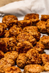 Baked Round Pork Cutlets Spread out on Baking Paper for Some Burgers for  Wedding Meal