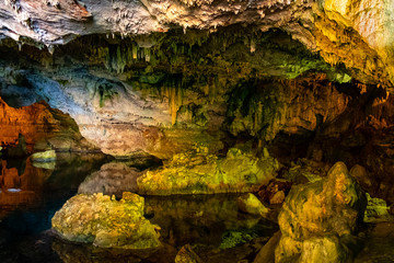 Alghero, Sardinia, Italy - Interior view of the Neptune Cave known also as Grotte di Nettuno at the Capo Caccia cape