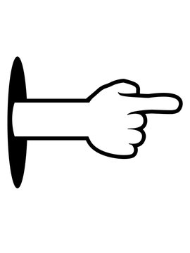 wand loch boden arm hand comic cartoon zeigen zeigefinger weg rechts links finger design lustig