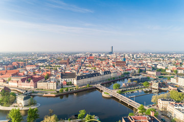 Fototapeta na wymiar Spring in Wrocław aerial view