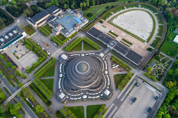 Centennial hall at sunny day aerial view