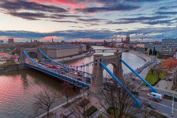 Grunwaldzki bridge in Wrocław aerial view © Artur Kowalczyk