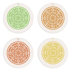 Labels and tags collection.Citrus concept Template. Retro style.Organic concept.  Perfect for trade promotion, prise decoration, labels, tagsand other design projects.Vector.EPS 10