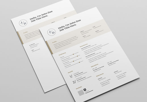 Resume Layout with Tan Header