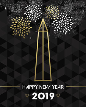 New Year 2019 washington USA travel monument gold