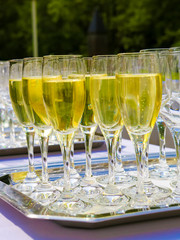 Champagne Glasses at a Wedding Reception