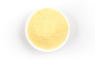 Brazilian Fuba. Corn Flour in a .white bowl