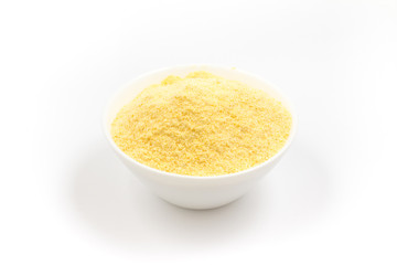 Brazilian Fuba. Corn Flour in a .white bowl