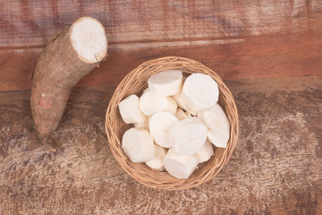 Manioc Sliced in a basket