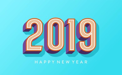 2019 happy new year, 3d isometric  vector illustration concept, background isolated,  can use for, landing page, template, ui, web, mobile app, poster, banner, flyer, greeting card, poster, 
