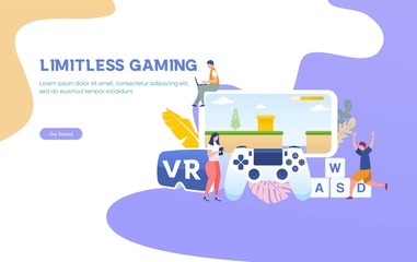 People playing video game vector illustration concept, online gaming , can use for, landing page, template, ui, web, mobile app, poster, banner, flyer