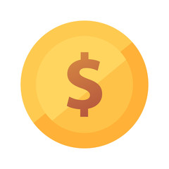 Obraz premium Flat vector golden icon of american dollar coin