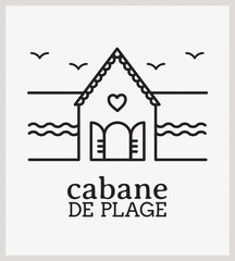 cabine de plage, logotype, commerce, identité, 